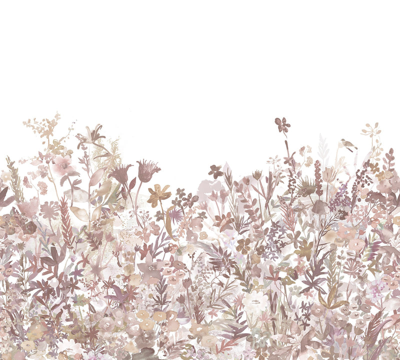 R14533 May Meadow Dusty Pink Storytime Mural by Rebel Walls