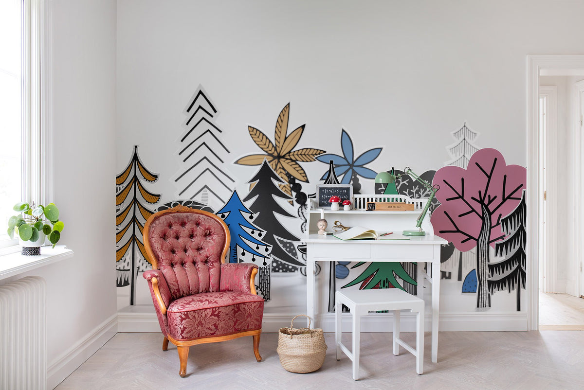 R14581 Nordic Valley Color Storytime Mural by Rebel Walls