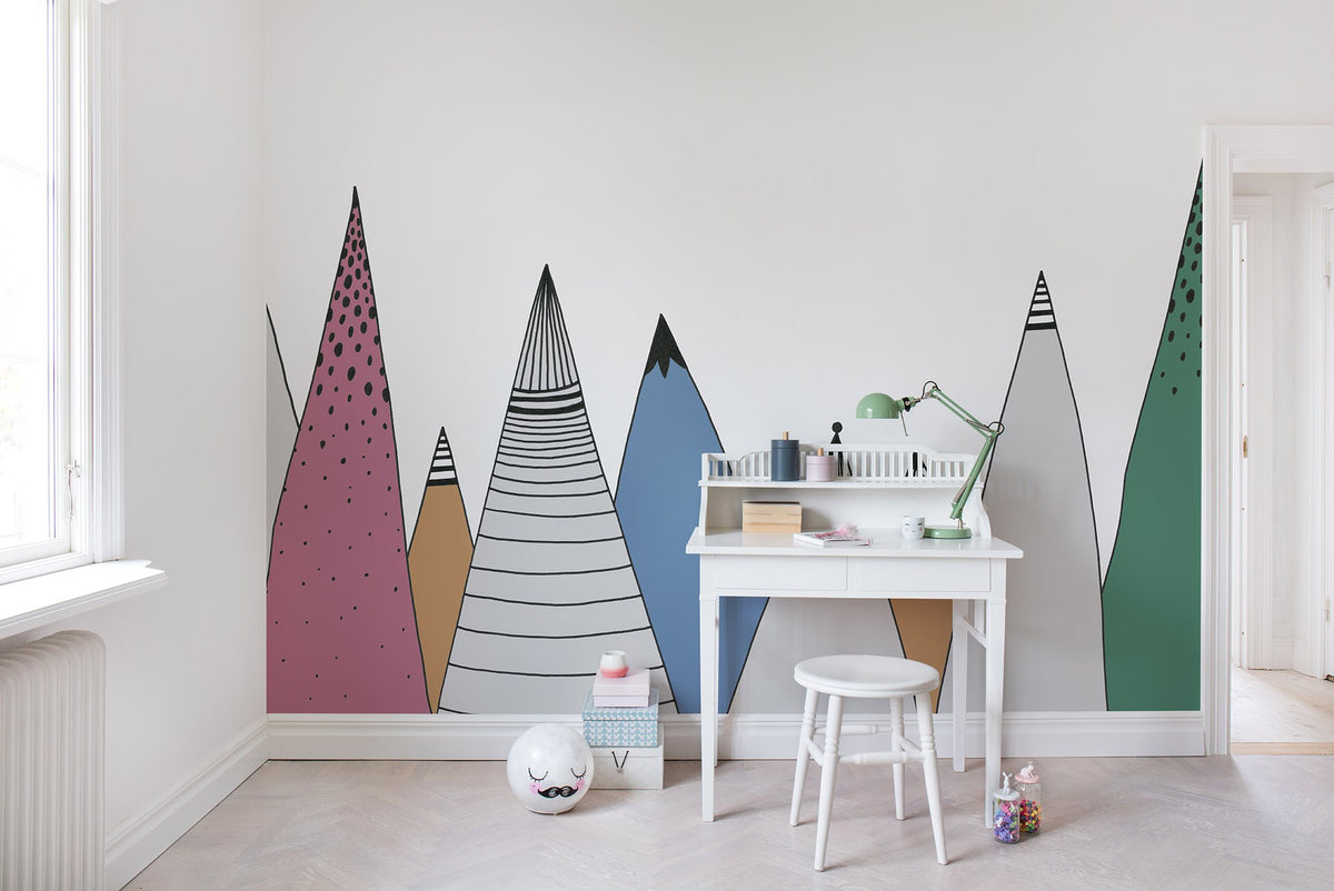 R14583 Mountain Ridge Color Storytime Mural by Rebel Walls