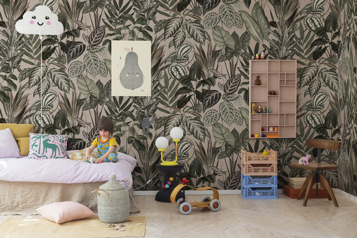 R14593 Mischievous Monkeys Pastel Pink Wonder World Mural by Rebel Walls