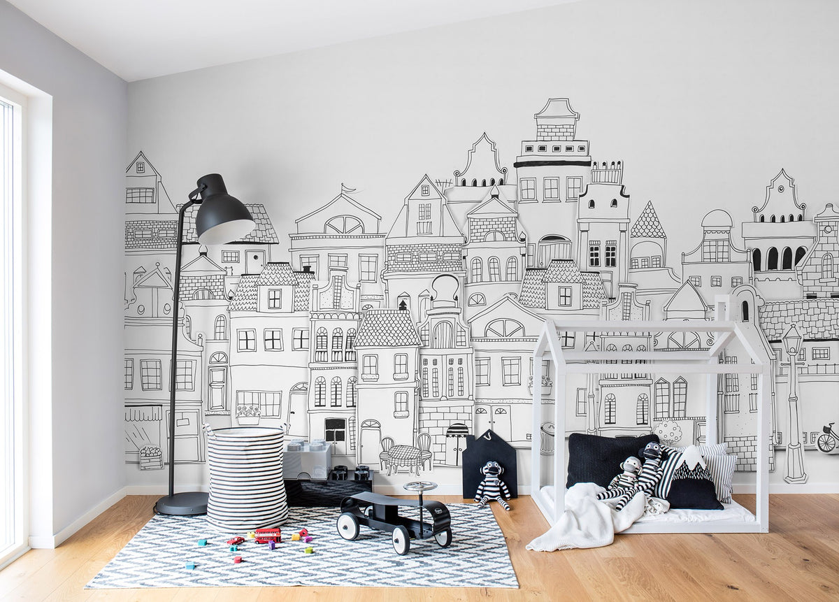 R14601 London Houses Storytime Mural by Rebel Walls