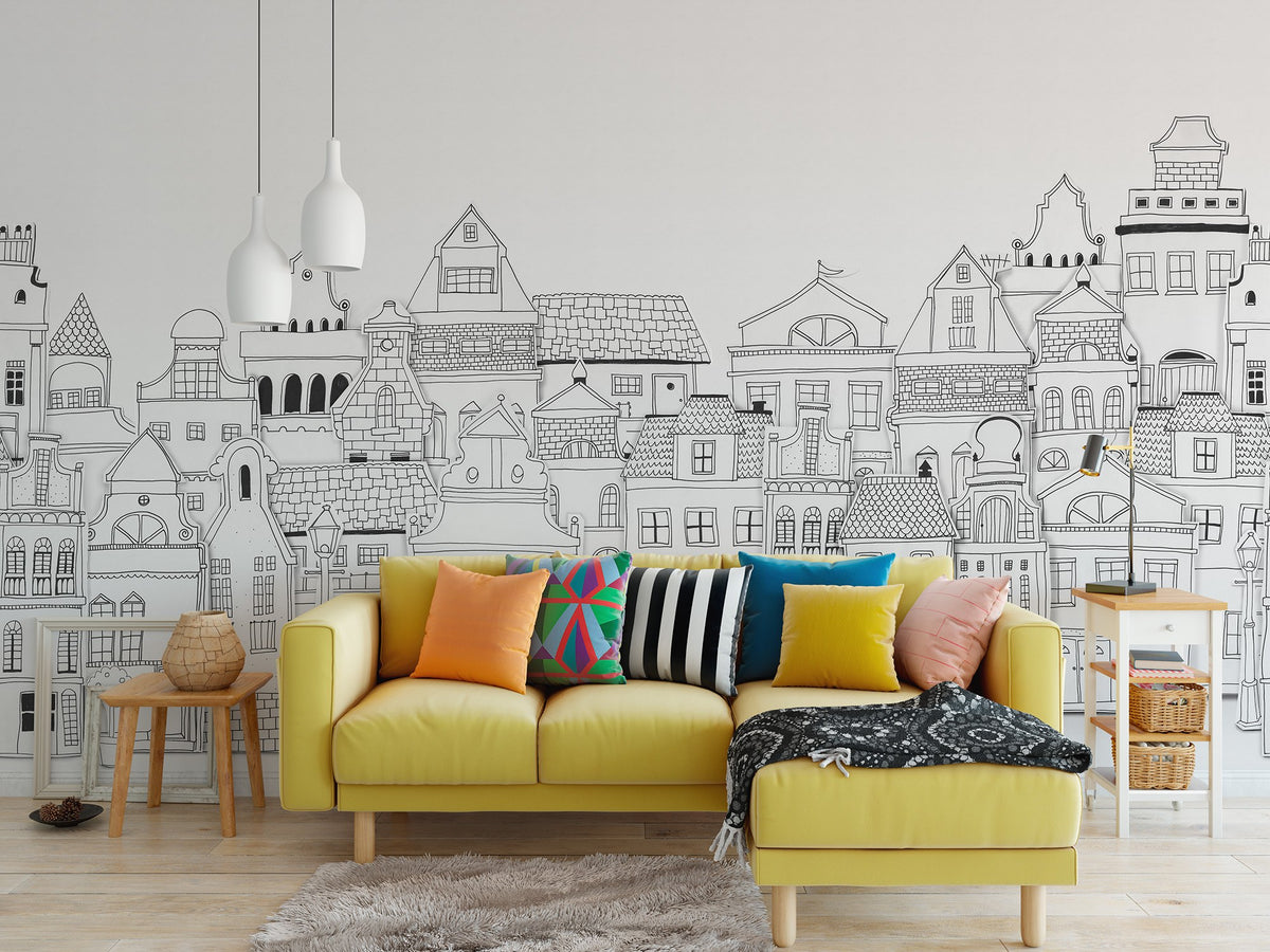 R14601 London Houses Storytime Mural by Rebel Walls