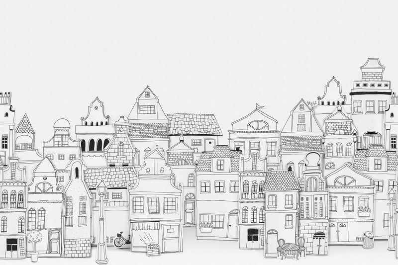 R14601 London Houses Storytime Mural by Rebel Walls