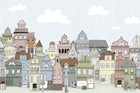 R14602 London Houses Summer Pops Mural by Rebel Walls
