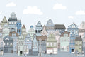 London Houses Blue Pops Mural by Rebel Walls