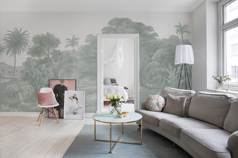 R14613 Jungle Land Verdant Palette Mural by Rebel Walls