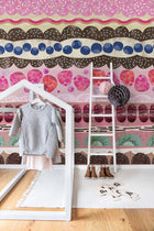 R14621 Sugar Stripes Storytime Mural by Rebel Walls