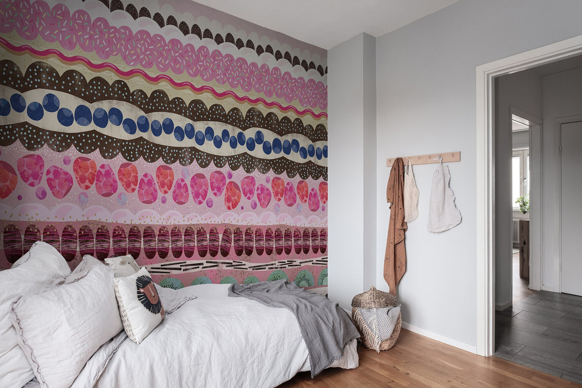 R14621 Sugar Stripes Storytime Mural by Rebel Walls