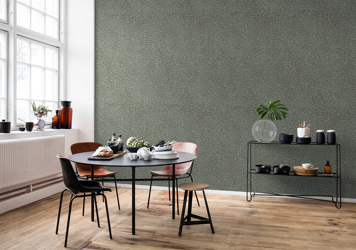 R14672 Raku Crackle Jade Tropical Oasis Mural by Rebel Walls