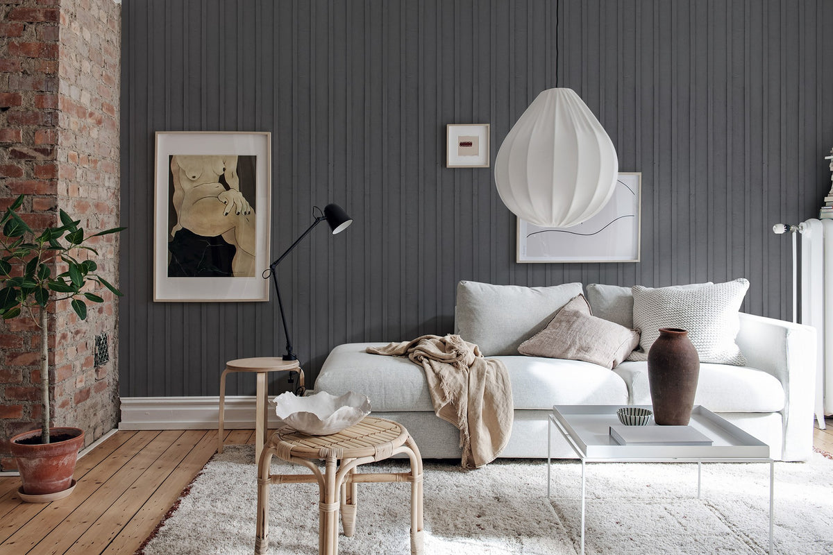 R14722 Swedish Cottage Gray Mural by Rebel Walls