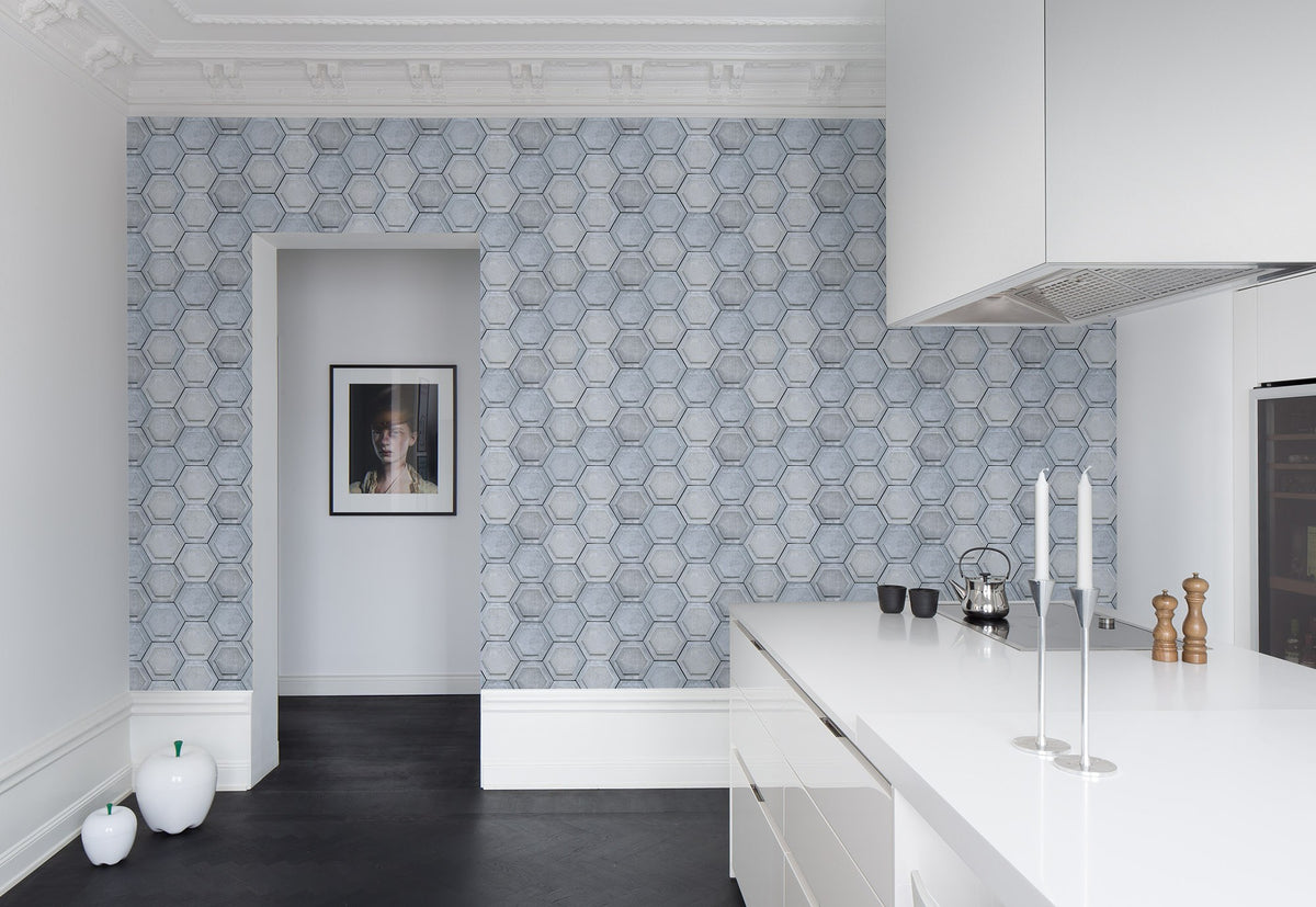 R14801 Concrete Hexagon Mural by Rebel Walls