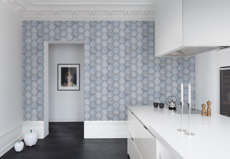 R14801 Concrete Hexagon Mural by Rebel Walls