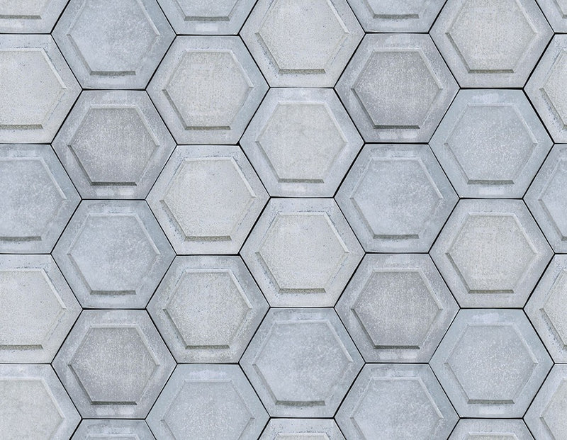 R14801 Concrete Hexagon Mural by Rebel Walls