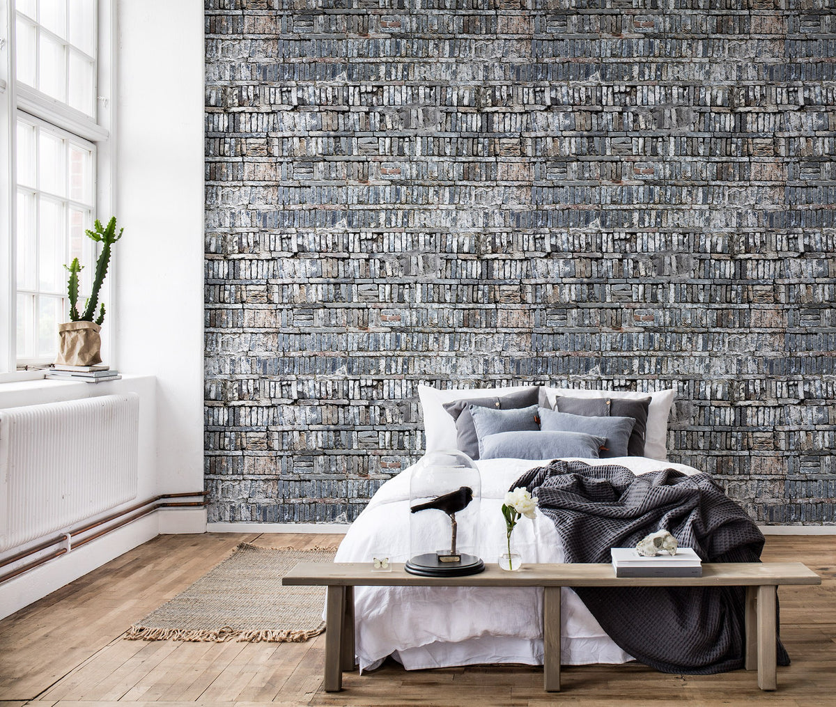 R14811 Stacked Bricks Mural by Rebel Walls