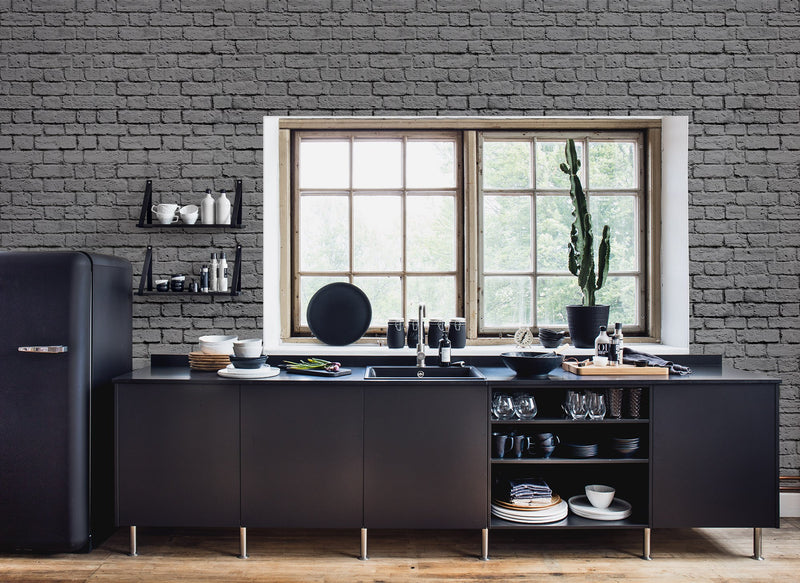 R14872 Soft Bricks Gray Dusty Pink Mural by Rebel Walls