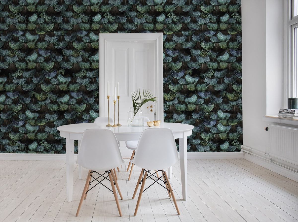 R15091 Peacock Plumage Tropical Oasis Mural by Rebel Walls