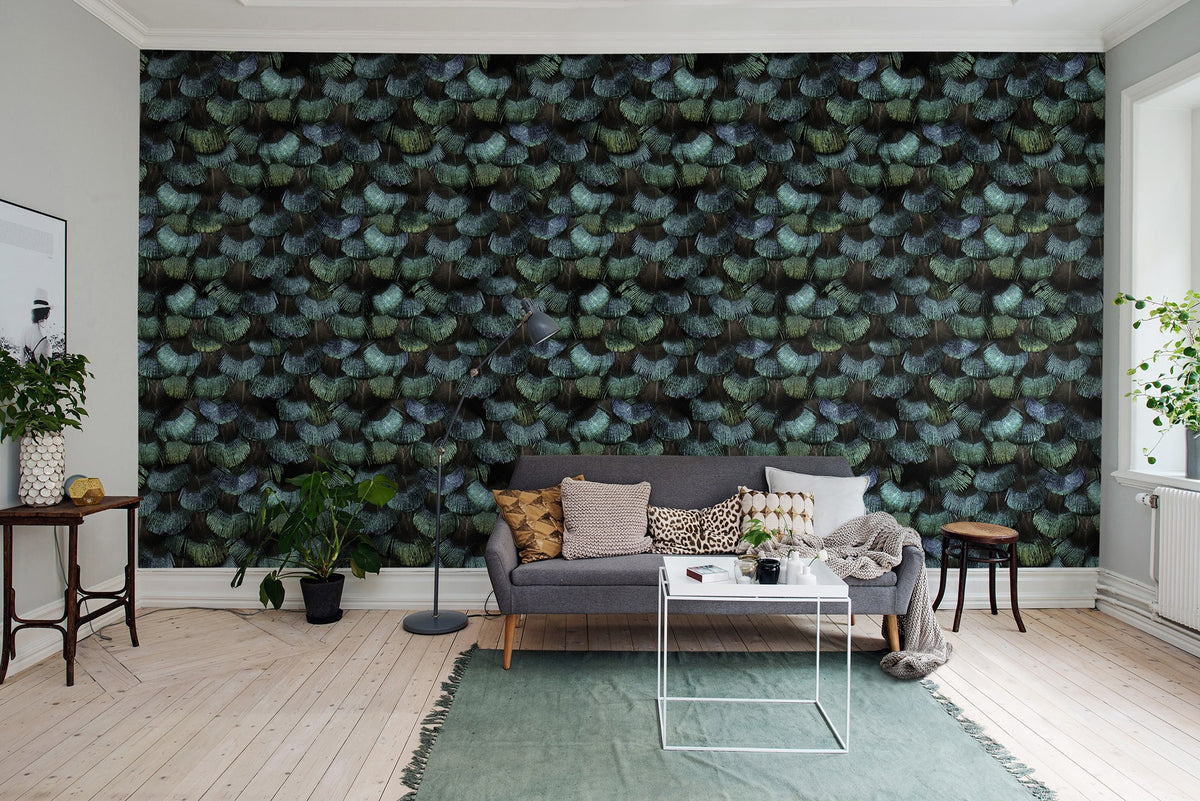 R15091 Peacock Plumage Tropical Oasis Mural by Rebel Walls