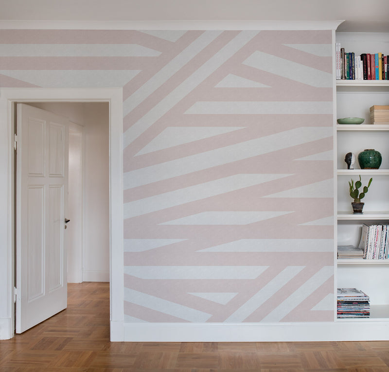R15142 Sailors Sea Pink Shore & Lines Mural by Rebel Walls