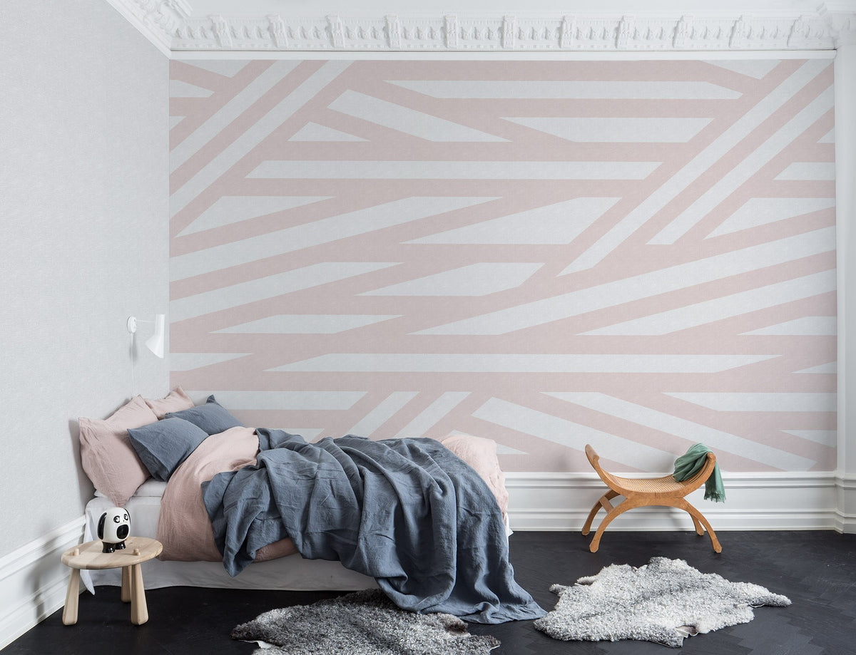 R15142 Sailors Sea Pink Shore & Lines Mural by Rebel Walls