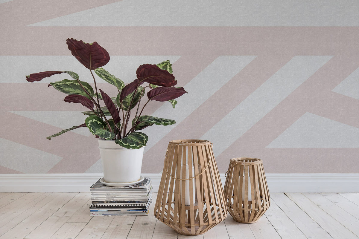 R15142 Sailors Sea Pink Shore & Lines Mural by Rebel Walls
