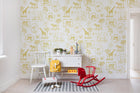 R15272 Animal Party Yellow Home Mural by Rebel Walls