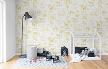 R15272 Animal Party Yellow Home Mural by Rebel Walls