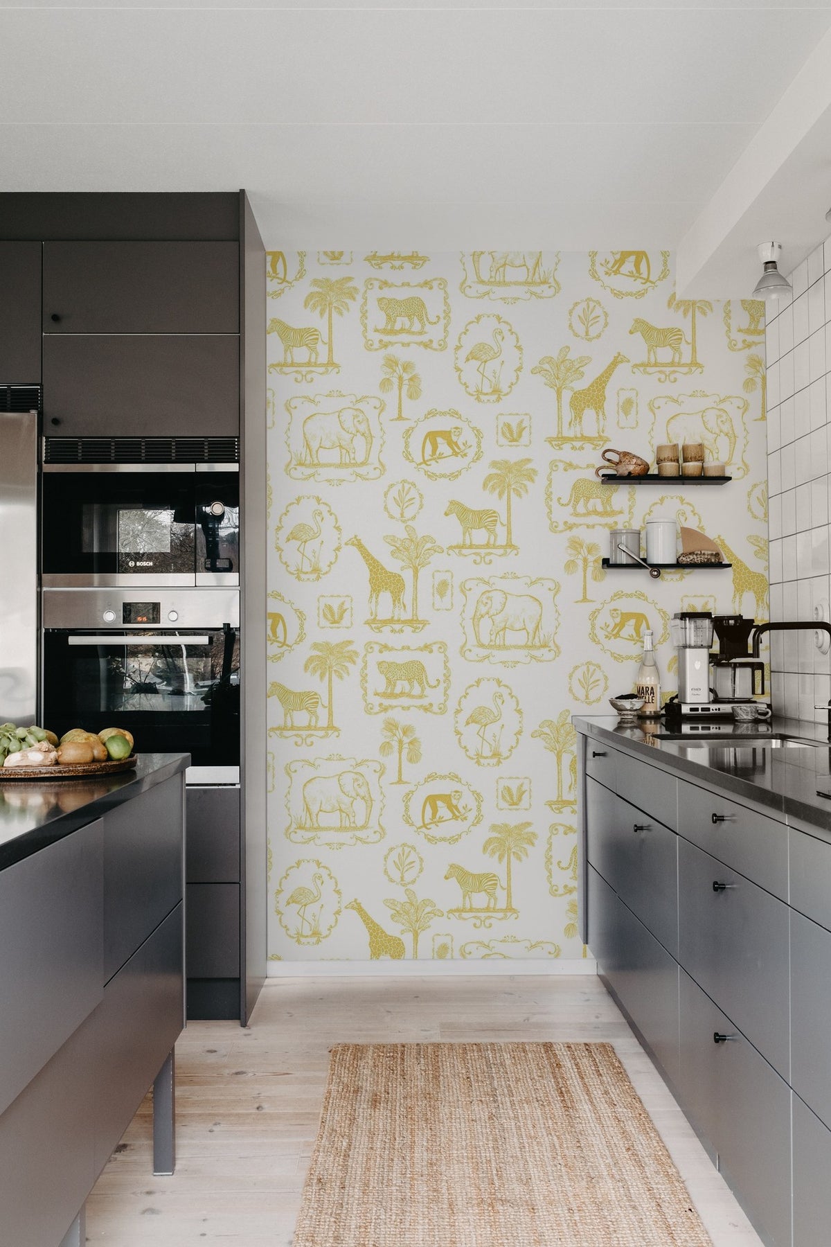 R15272 Animal Party Yellow Home Mural by Rebel Walls