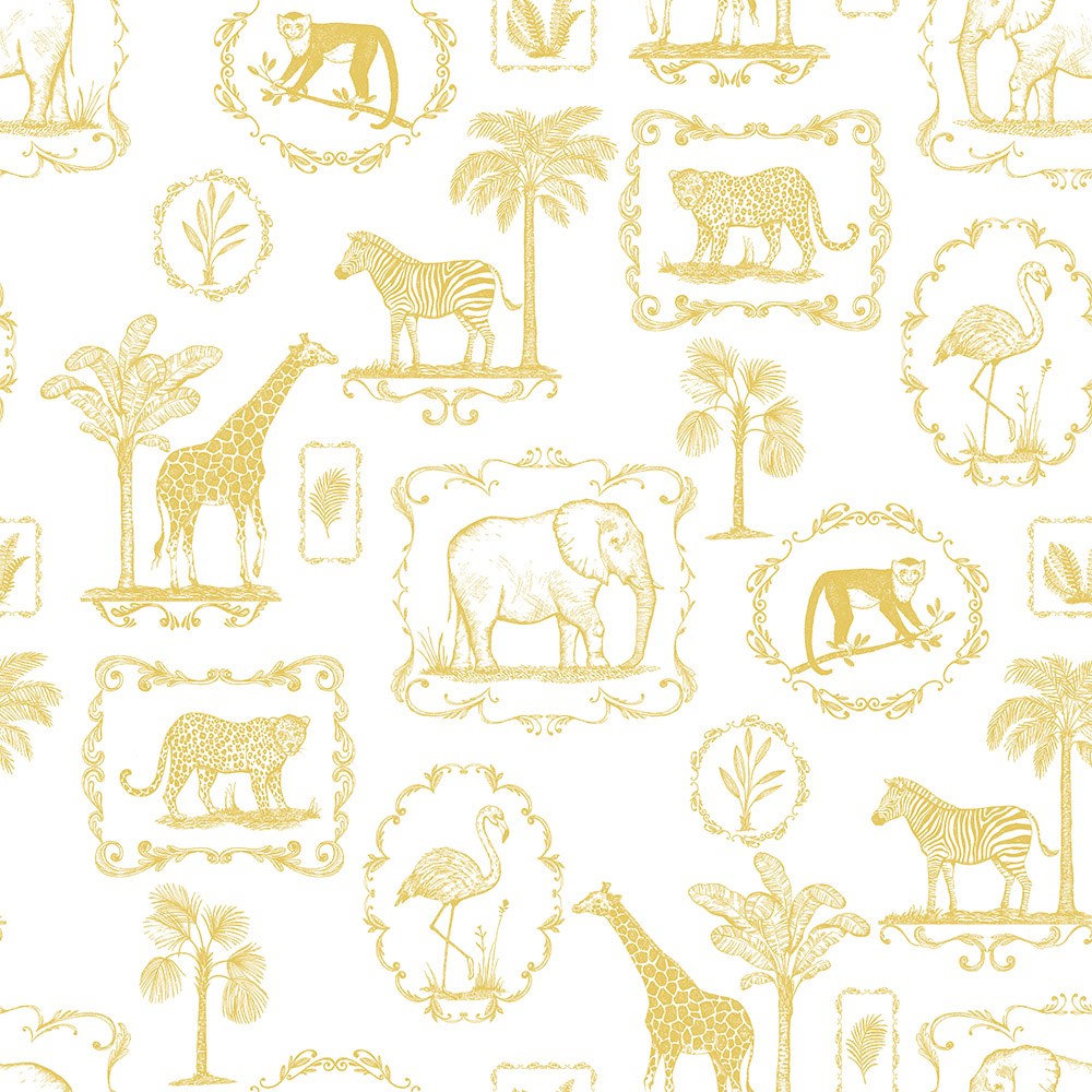 R15272 Animal Party Yellow Home Mural by Rebel Walls