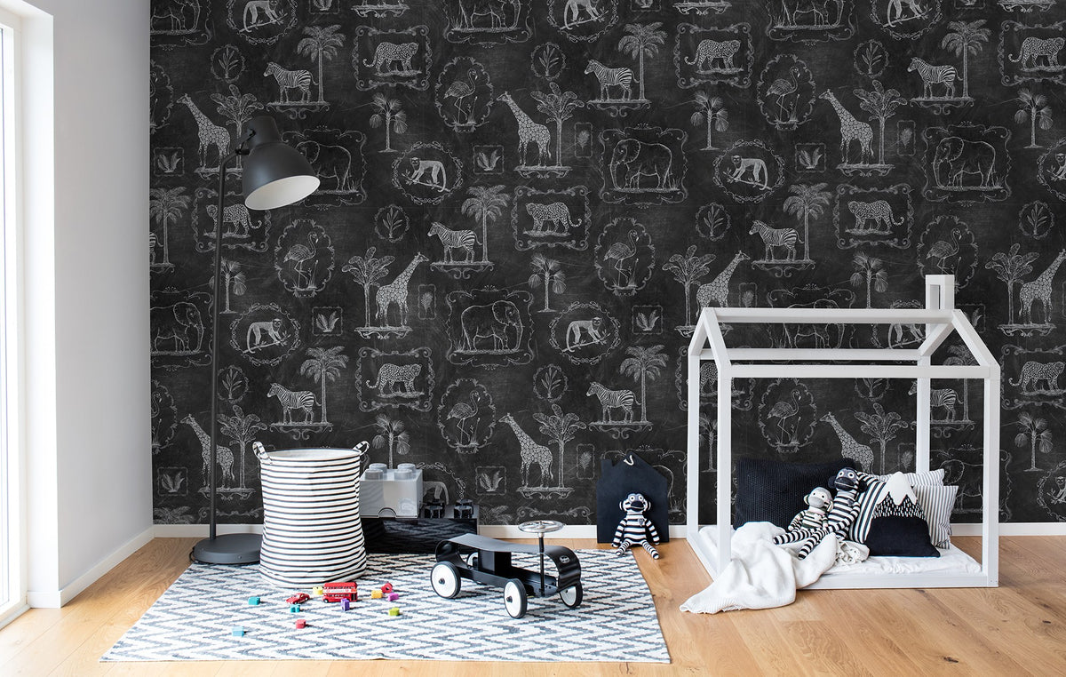 R15273 Animal Party Blackboard Home Mural by Rebel Walls