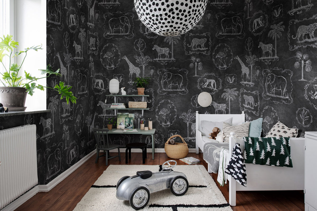 R15273 Animal Party Blackboard Home Mural by Rebel Walls