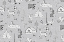 R15312 Camping Trip Gray Home Mural by Rebel Walls