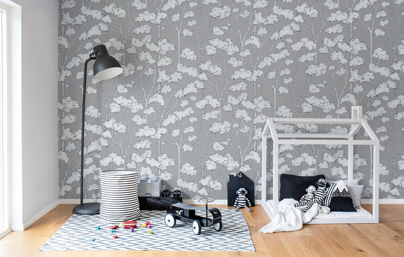 R15332 Animal Tree Gray Home Mural by Rebel Walls