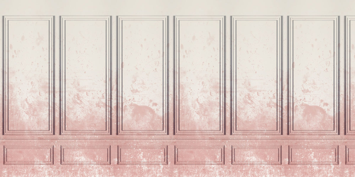 R15381 Patinated Panels Dusty Pink Mural by Rebel Walls
