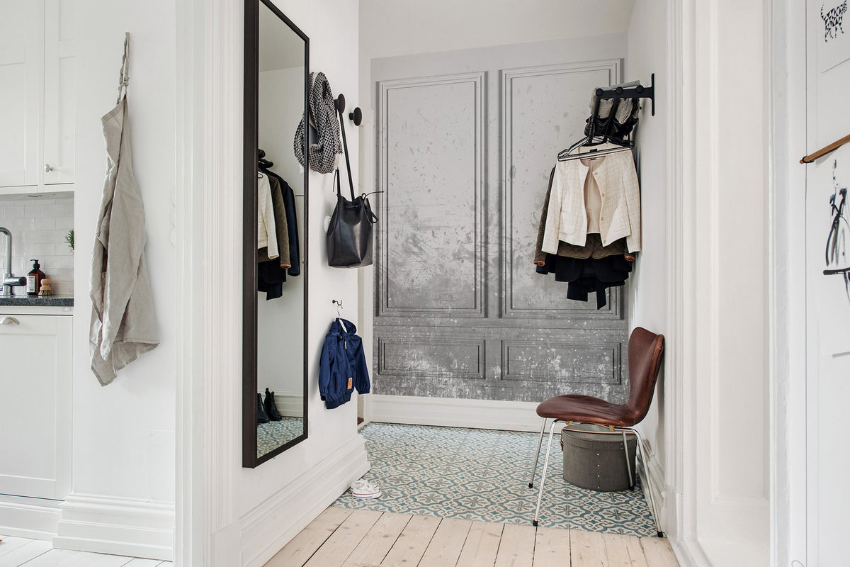 R15383 Patinated Panels Smoke Palette Mural by Rebel Walls