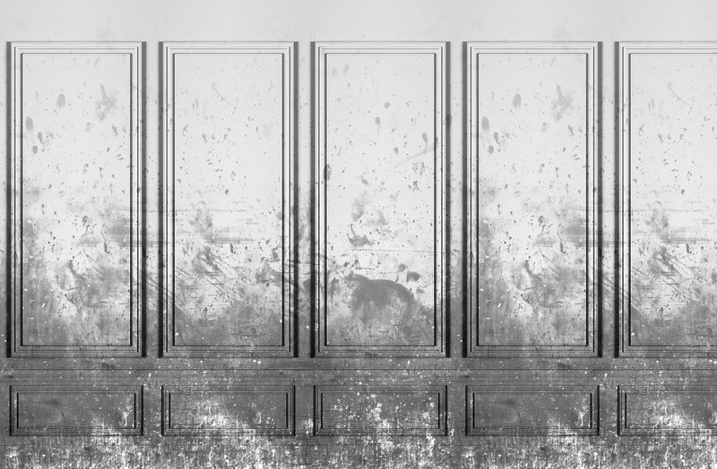 R15383 Patinated Panels Smoke Palette Mural by Rebel Walls