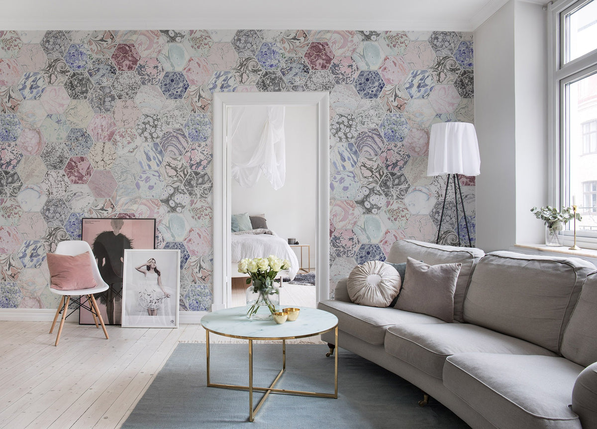 R15401 Mixed Memories Dusty Pink Mural by Rebel Walls