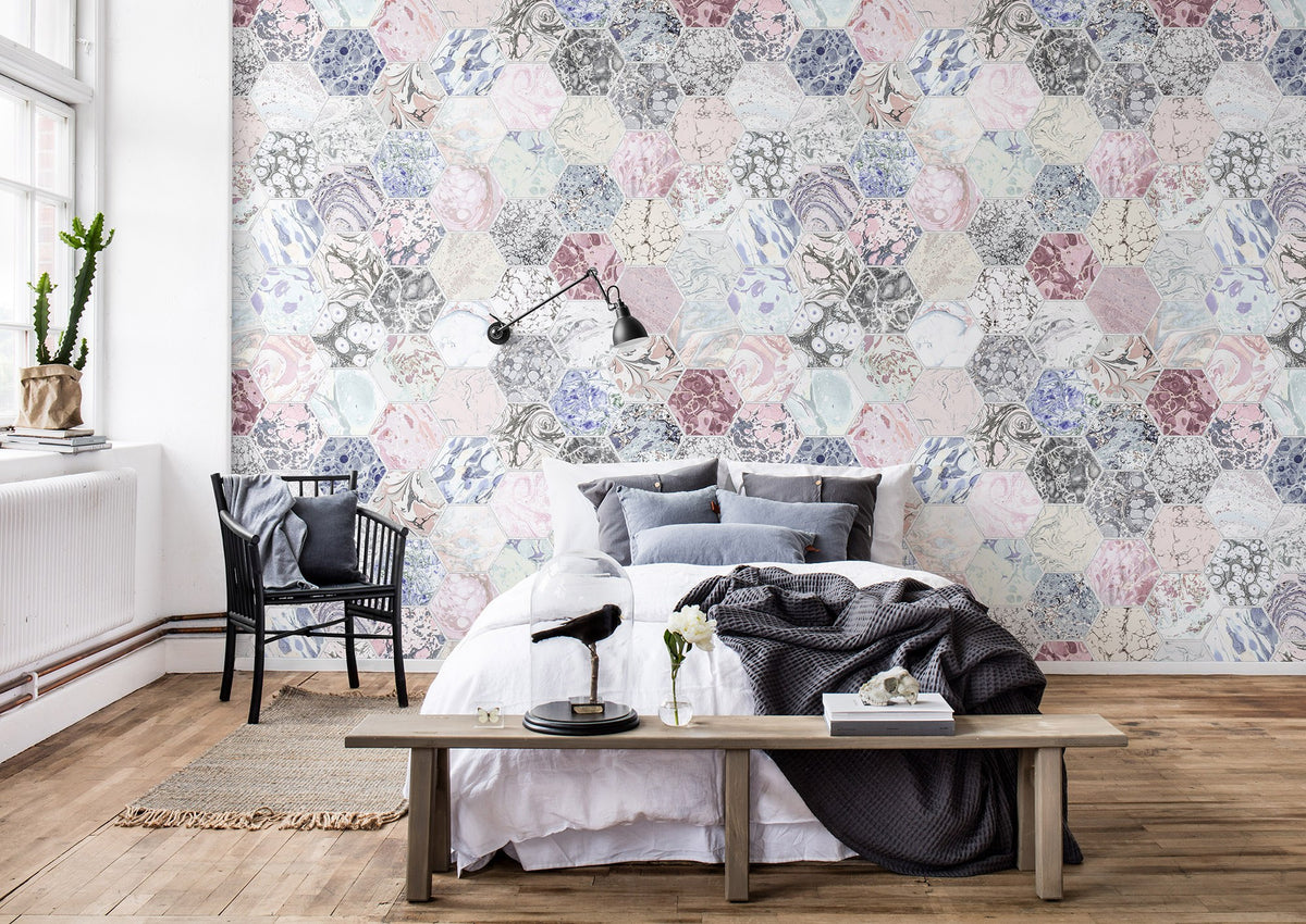 R15401 Mixed Memories Dusty Pink Mural by Rebel Walls