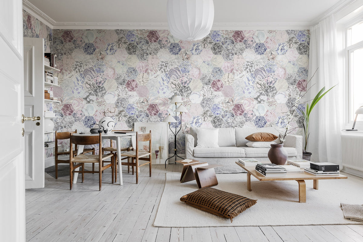 R15401 Mixed Memories Dusty Pink Mural by Rebel Walls