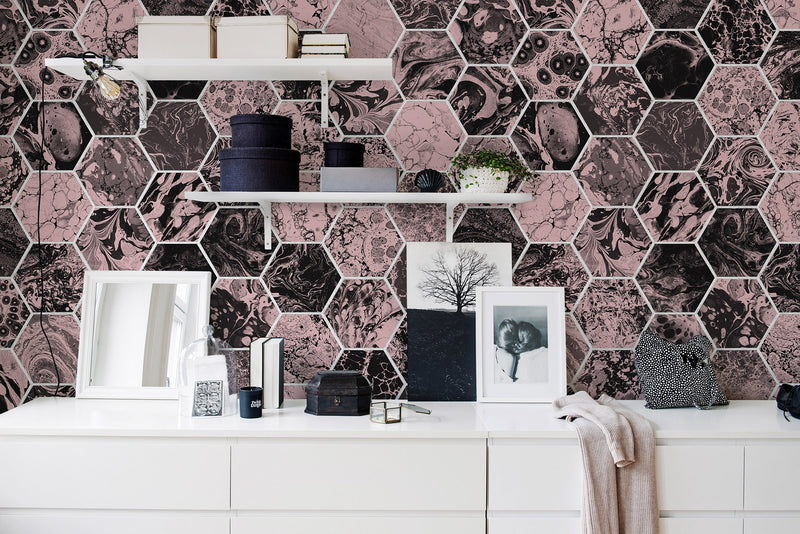 R15402 Mixed Memories Dusty Pink Dusty Pink Mural by Rebel Walls