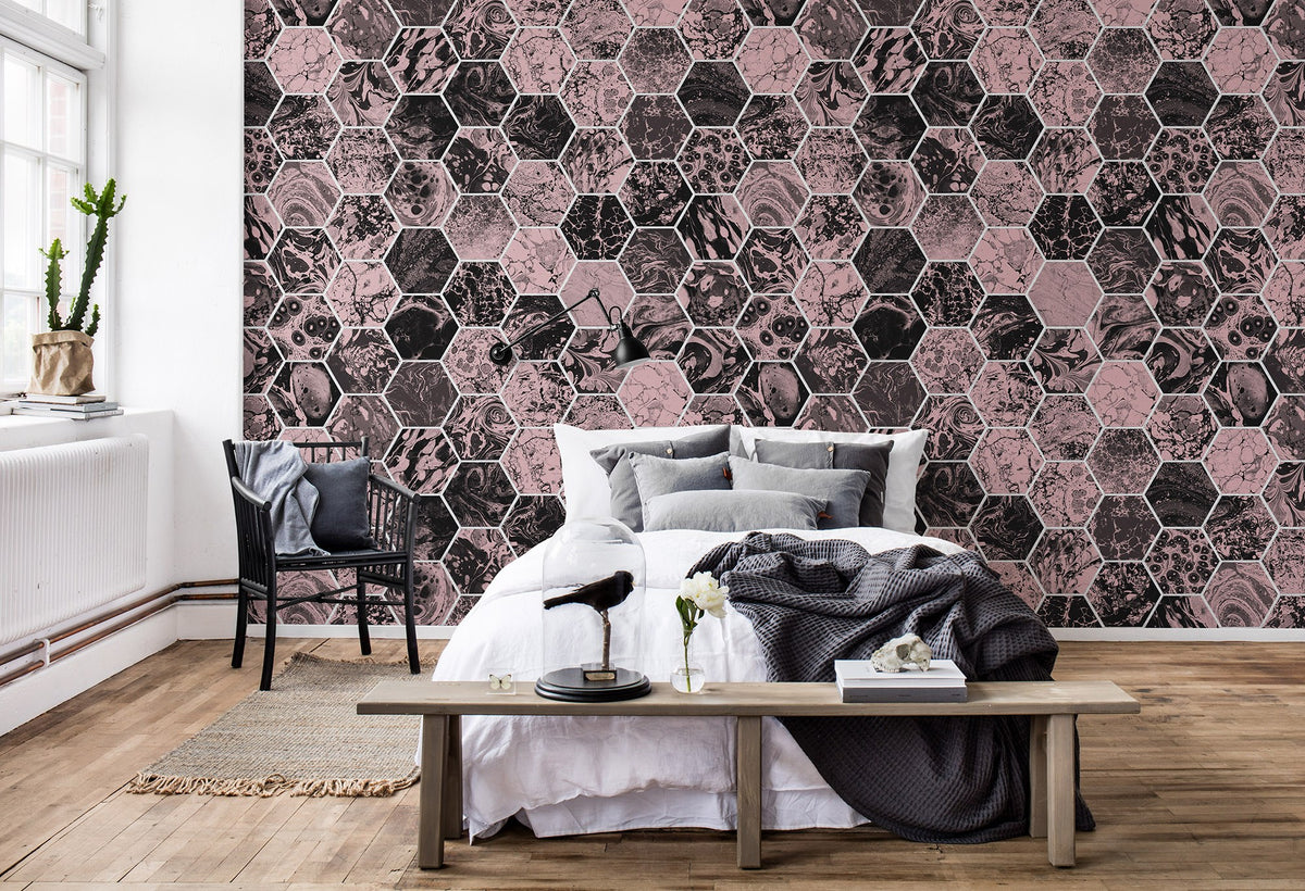R15402 Mixed Memories Dusty Pink Dusty Pink Mural by Rebel Walls