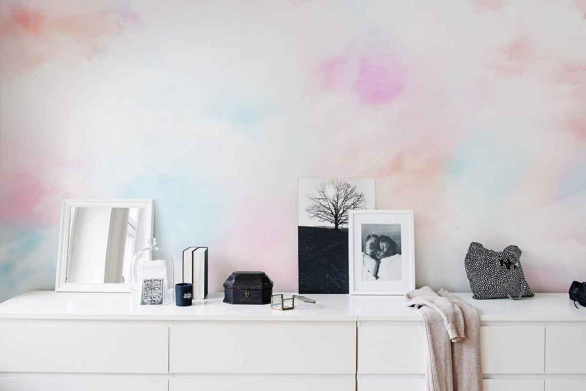 R15411 Coral Clouds Dusty Pink Mural by Rebel Walls