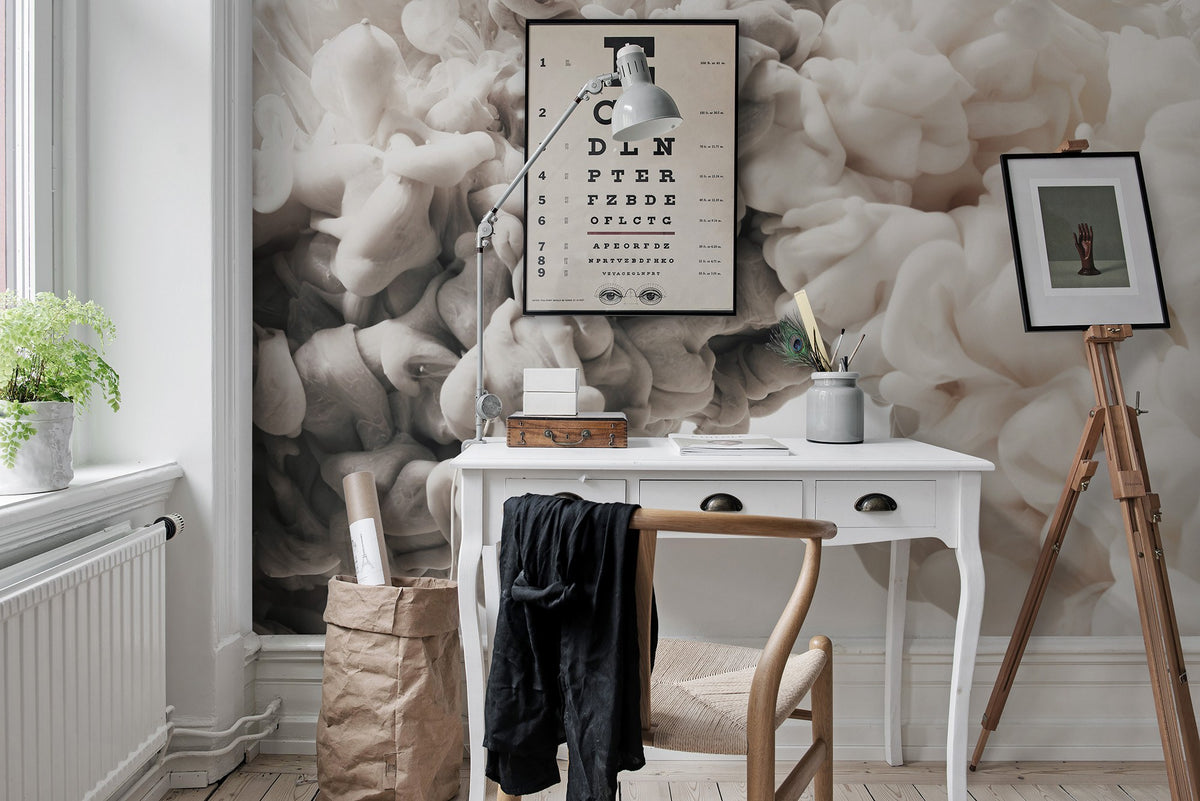 R15452 Frozen Moment Cream Eclectic Dash Mural by Rebel Walls