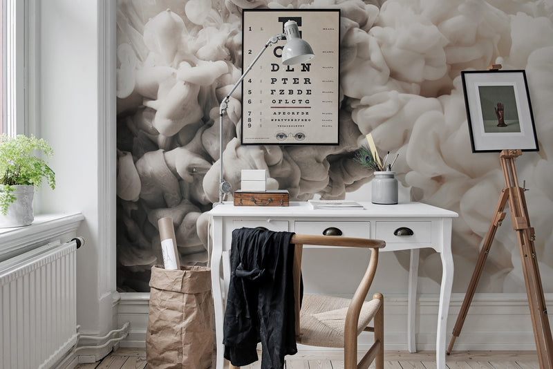 R15452 Frozen Moment Cream Eclectic Dash Mural by Rebel Walls