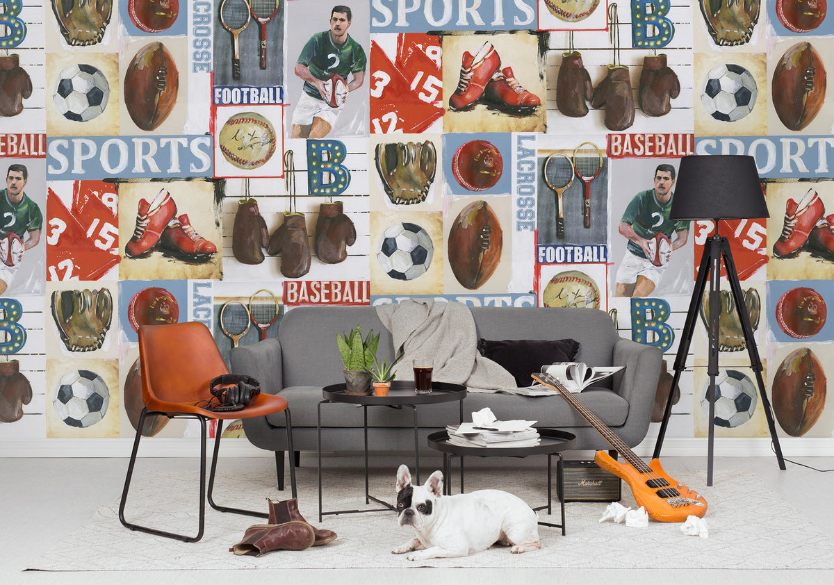 R15561 Sports Junkie Palette Mural by Rebel Walls