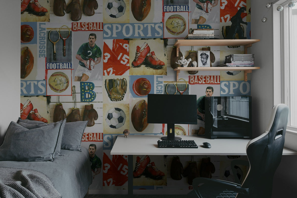 R15561 Sports Junkie Palette Mural by Rebel Walls