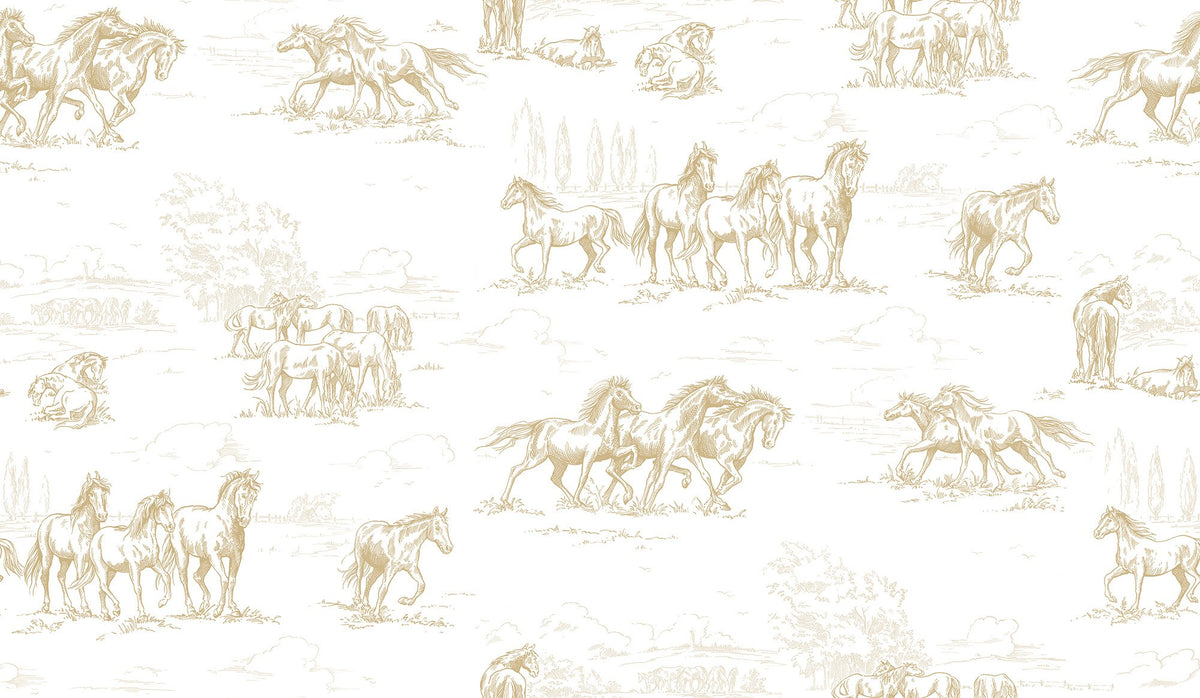 R15592 Horse Herd Gold Palette Mural by Rebel Walls
