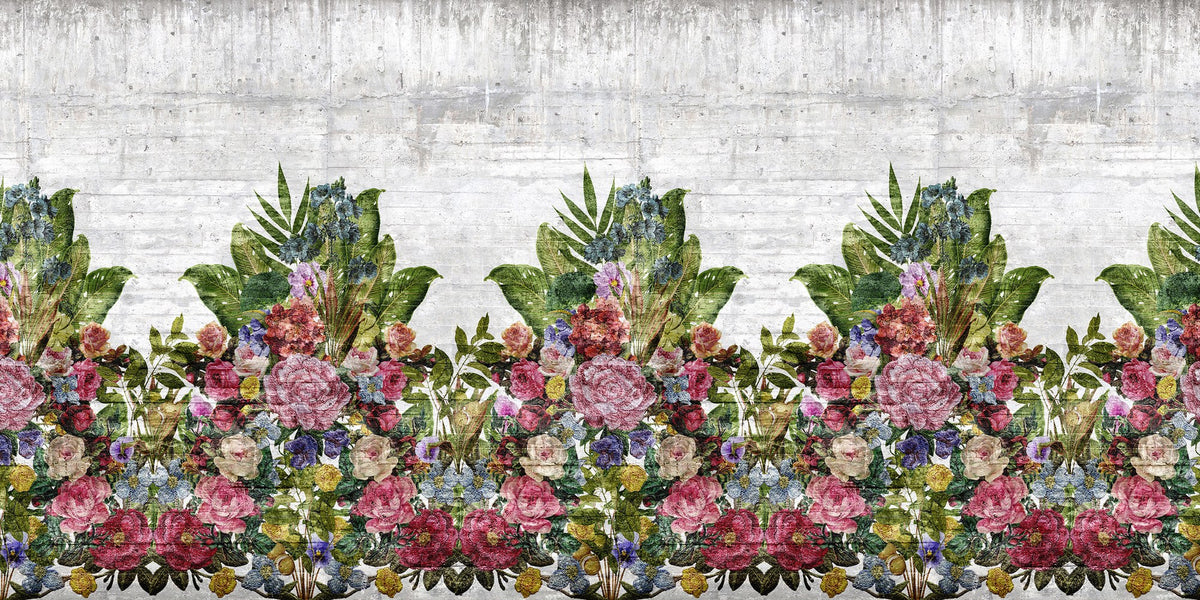 R15762 Flower Burst Concrete Bouquet Mural by Rebel Walls