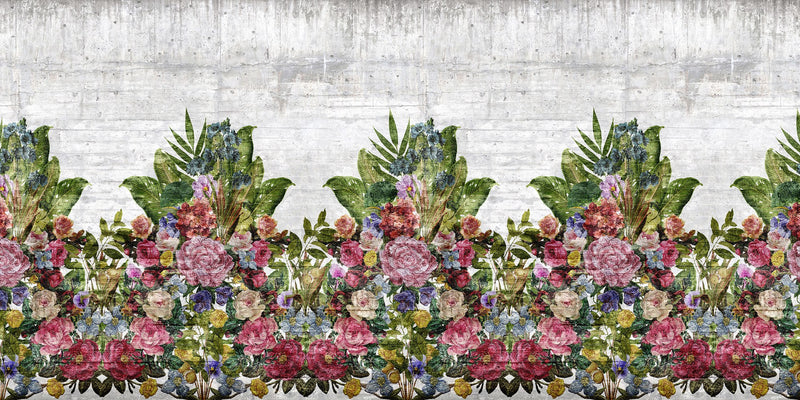 R15762 Flower Burst Concrete Bouquet Mural by Rebel Walls
