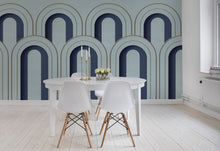 R16102 Arch Deco Blue Mural by Rebel Walls