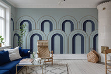 R16102 Arch Deco Blue Mural by Rebel Walls